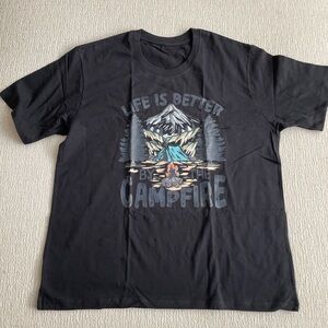 Women’s camping Black Graphic T-Shirt